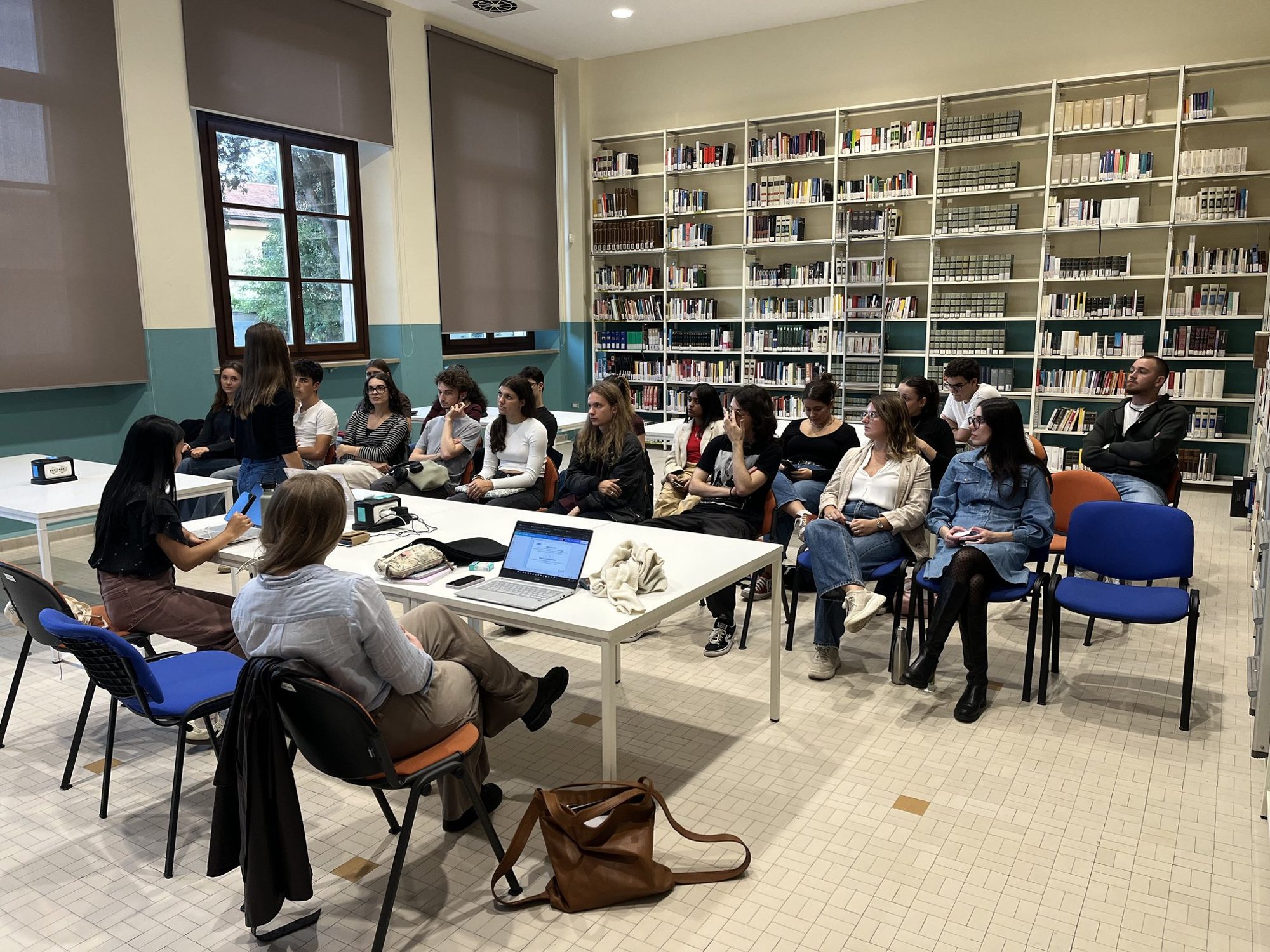 Students during a MUN Club session in the Ruffilli Library